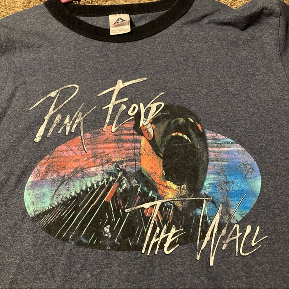 EUC Pink Floyd Shirt Mens L Short Sleeve The Wall Crew Neck Ringer Blue - Picture 5 of 7